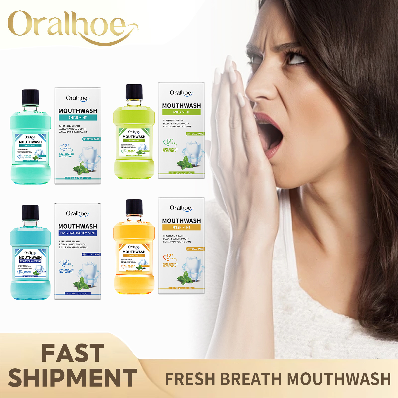 Coconut Oil Pull - Breath Freshener Mouthwash Mint Flavor Remove