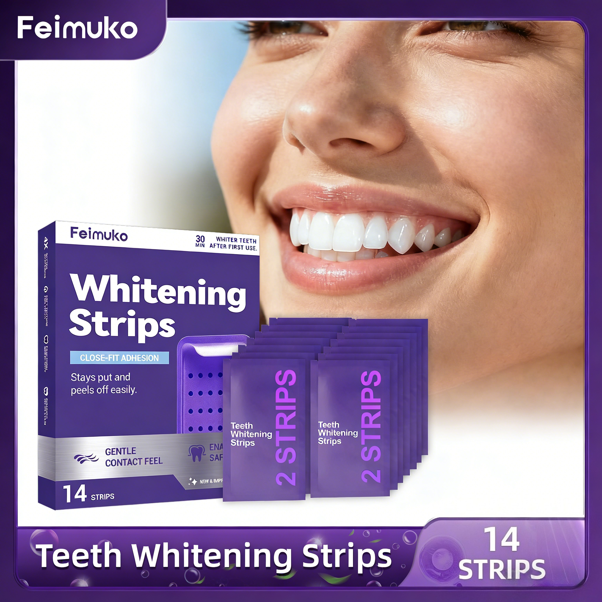 Teeth Whitening Hydrogen Peroxide - Purple Teeth Whitening Strips Oral Cleaning