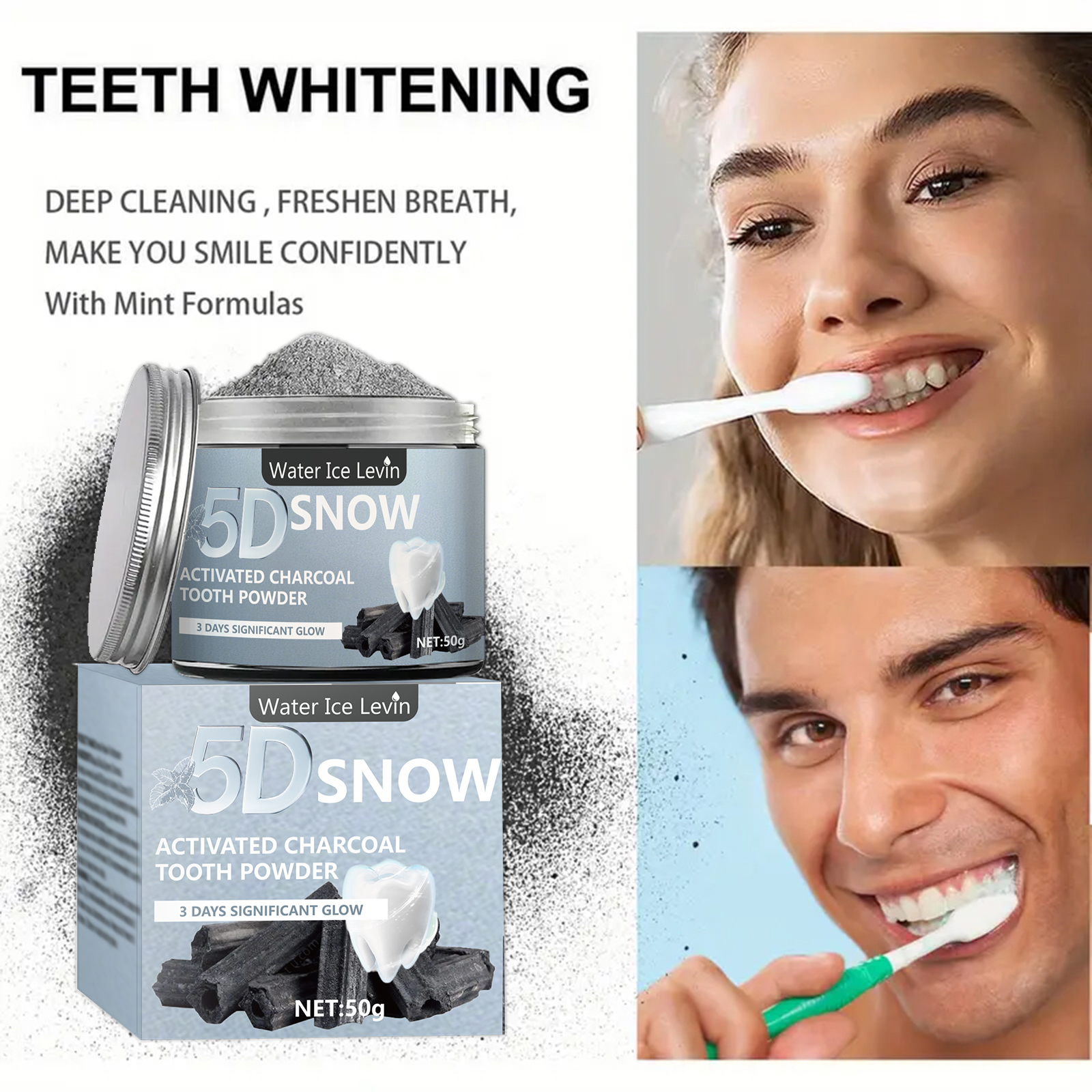 Water Ice Levin 5D Snow Activa – Teeth Whitening Charcoal Powder recenzja i cena