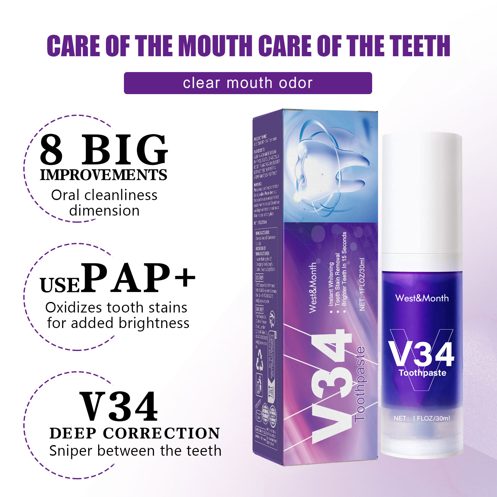 V34 Teeth Whitening Toothpaste – Teeth Whitening Charcoal Powder recenzja i cena