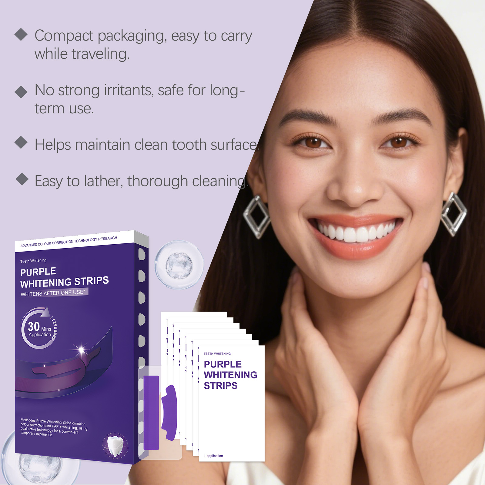 Purple Teeth Whitening Strips  – Teeth Whitening Quick recenzja i cena