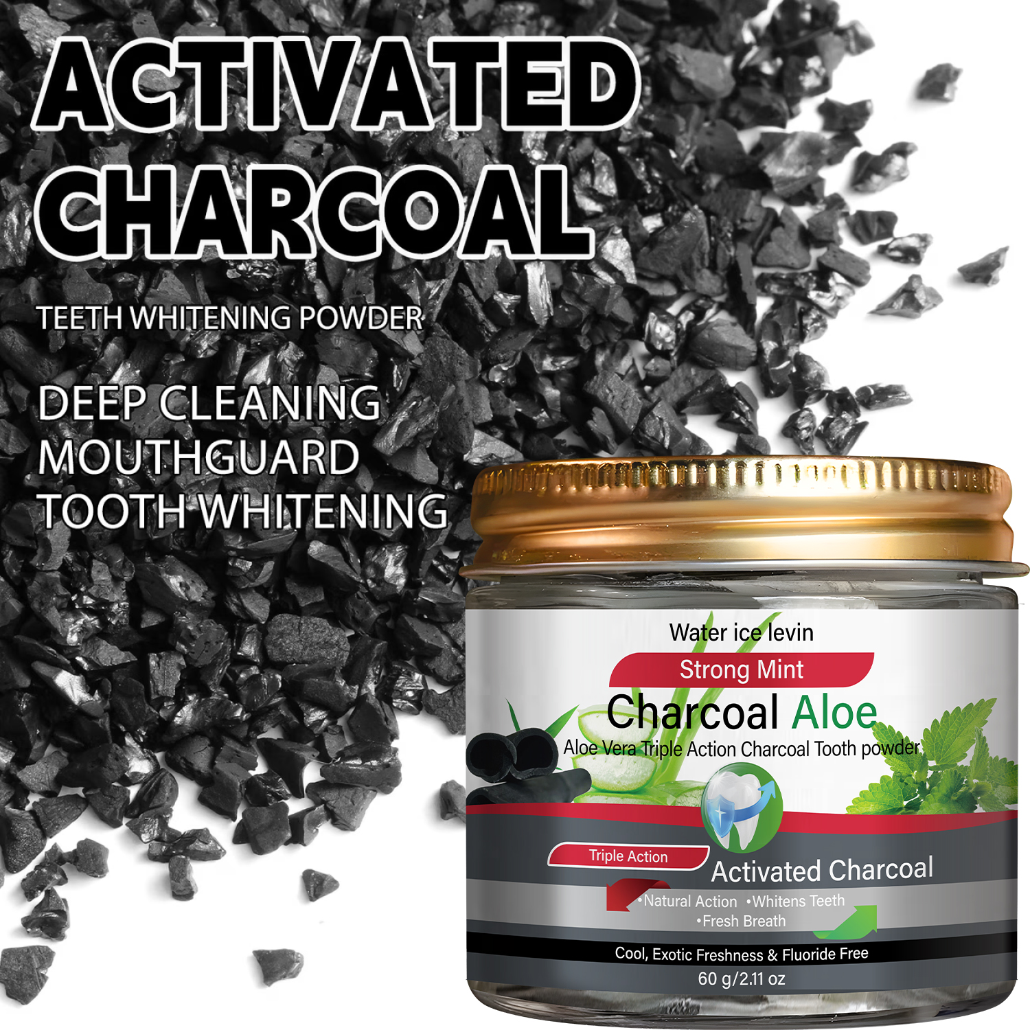 Water Ice Levin Charcoal Aloe  – Teeth Whitening Charcoal Powder recenzja i cena