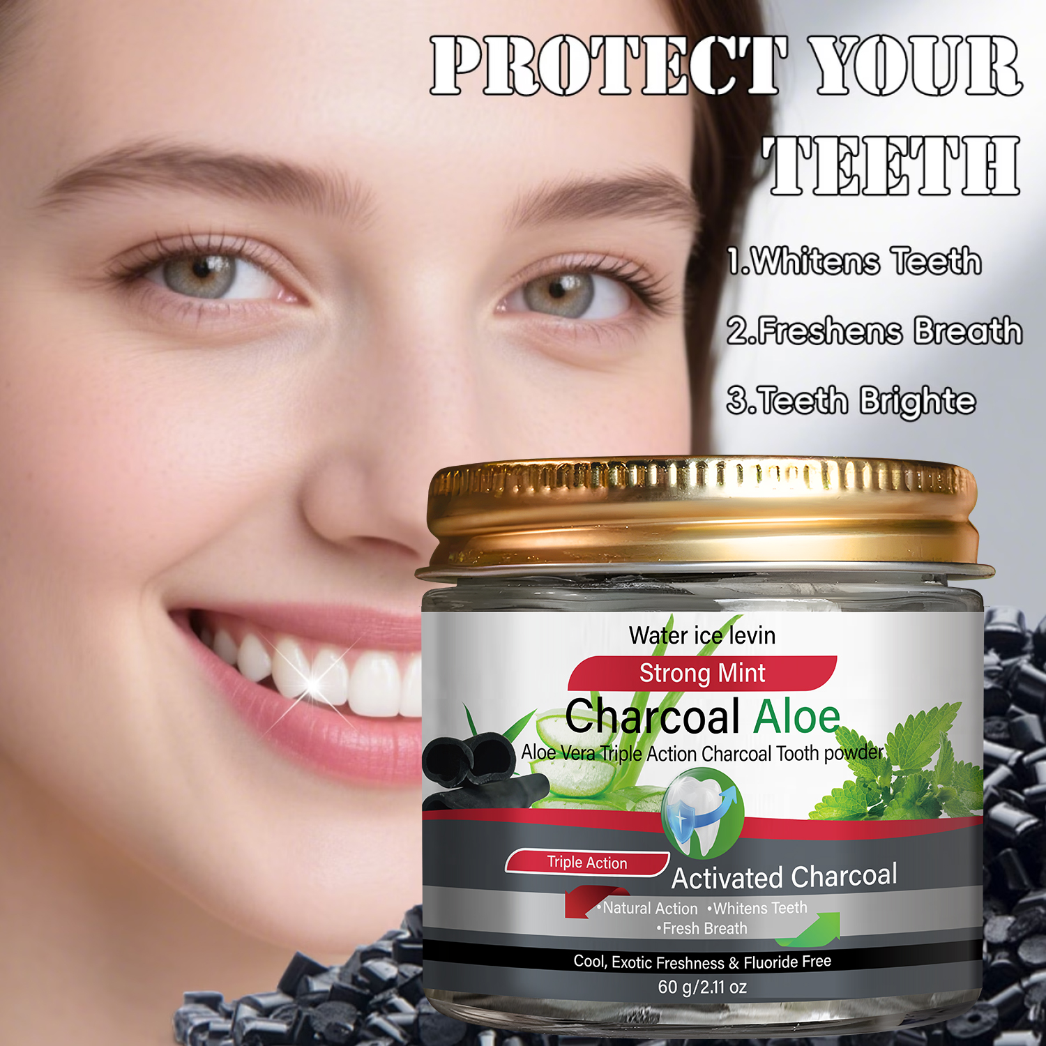 Water Ice Levin Charcoal Aloe  – Teeth Whitening Charcoal Powder recenzja i cena