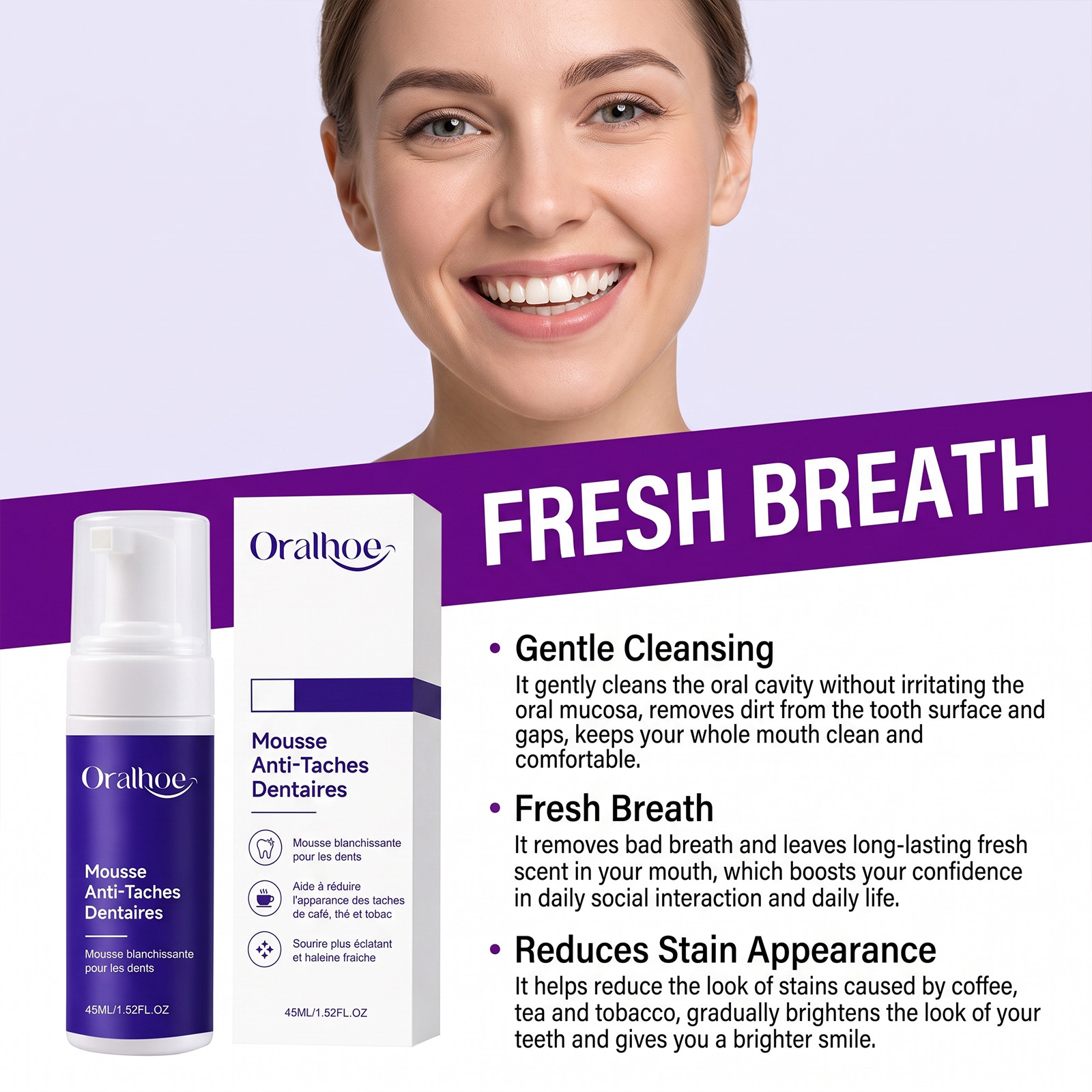 Purple Toothpaste Mousse Foam  – Teeth Whitening Cream recenzja i cena